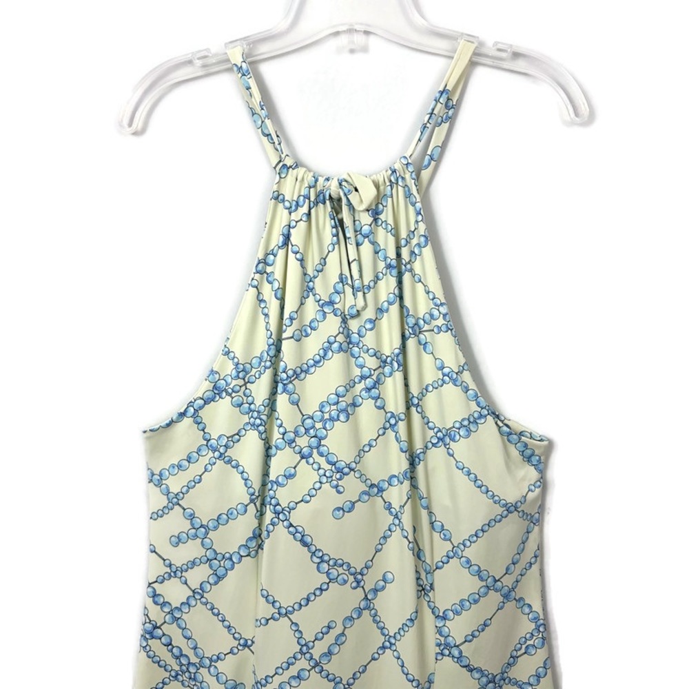 J. McLaughlin Maria Blue Beaded Link Halter Dress Women’s Size Large below knee - Picture 5 of 10